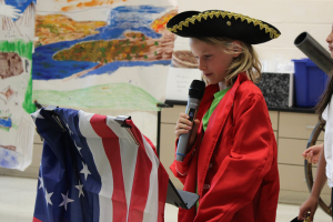  Student in costume with American flag